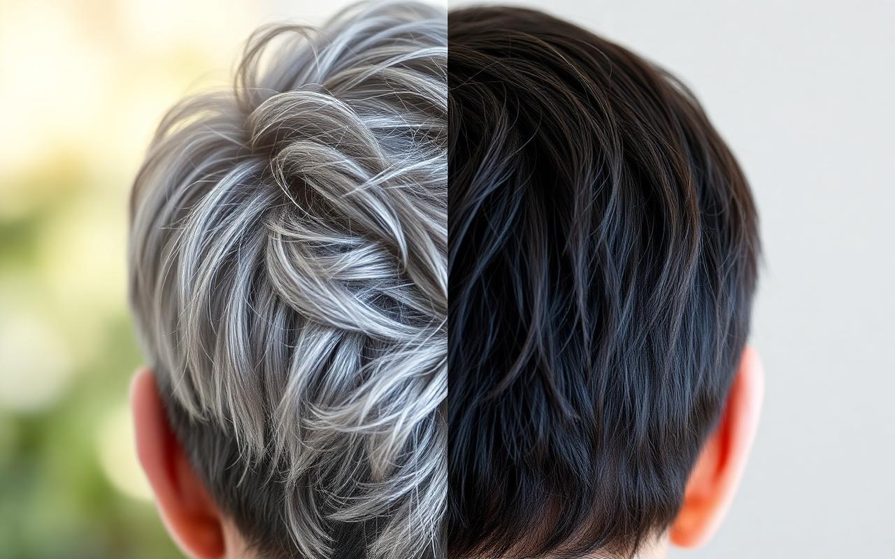 Antes y después del spray oscurecedor